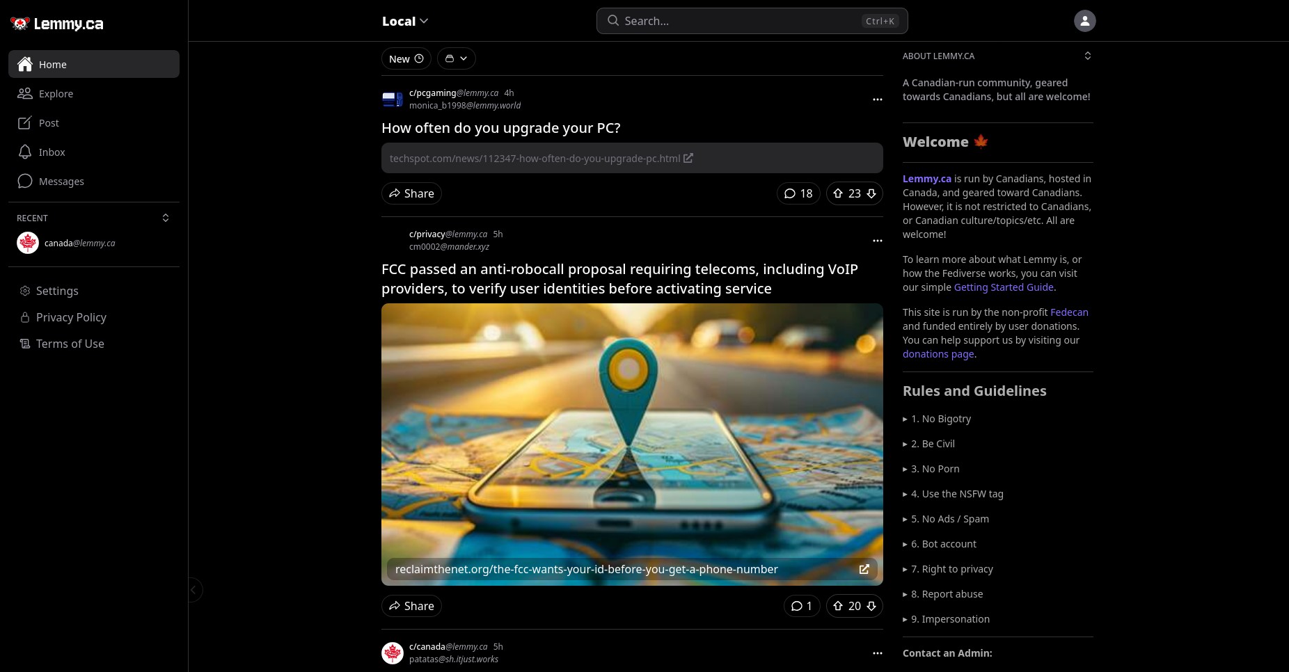 Screenshot of the Blorp alternative UI.