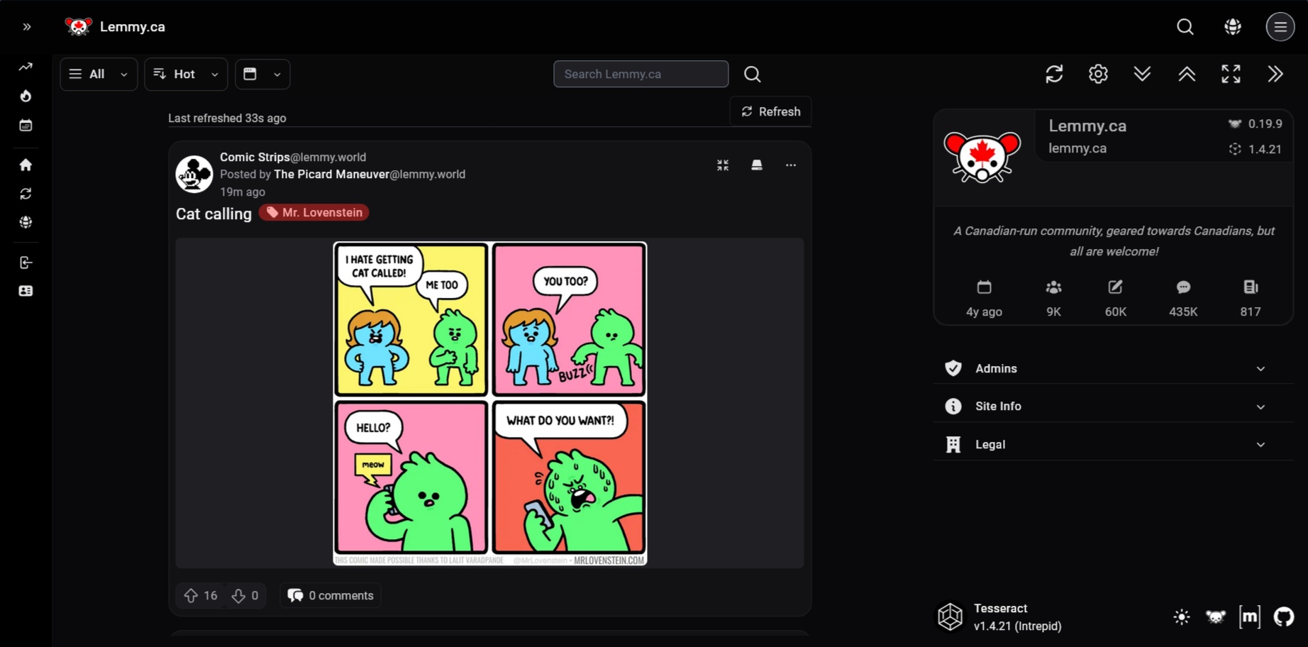 Screenshot of the Tesseract alternative UI.